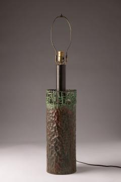 Marcello Fantoni Marcello Fantoni Brutalist Copper Table Lamp with Verdigris Patina 1960s - 4115084