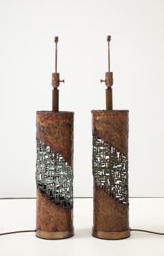 Marcello Fantoni Marcello Fantoni Brutalist Torch Cut Lamps - 4293253