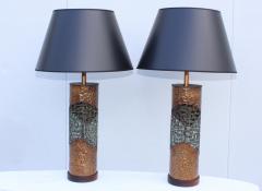 Marcello Fantoni Marcello Fantoni For Raymor Brutalist Copper Table Lamps - 1985968