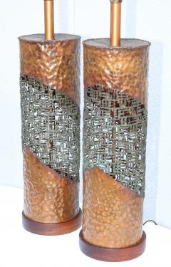 Marcello Fantoni Marcello Fantoni For Raymor Brutalist Copper Table Lamps - 1985974
