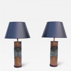 Marcello Fantoni Marcello Fantoni For Raymor Brutalist Copper Table Lamps - 1987598