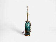 Marcello Fantoni Marcello Fantoni Green Ceramic Chinese Table Lamps Italy 1940s - 4239911