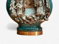 Marcello Fantoni Marcello Fantoni Green Ceramic Chinese Table Lamps Italy 1940s - 4239915