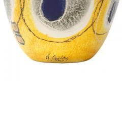 Marcello Fantoni Marcello Fantoni Lamp Base Ceramic Abstract Yellow Blue Signed - 3919861