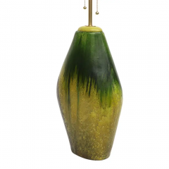 Marcello Fantoni Marcello Fantoni Lamp Ceramic Green Yellow Earth Tones Signed - 3101267