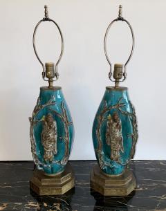 Marcello Fantoni Marcello Fantoni Pair of Spectacular Ceramic Lamps with Chinese Figures - 3832557