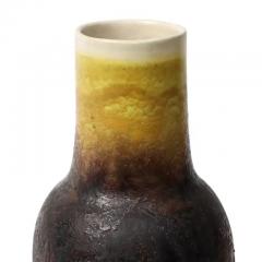 Marcello Fantoni Marcello Fantoni Raymor Vase Ceramic Drip Glaze Burgundy Red Yellow Signed - 3909407