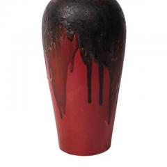 Marcello Fantoni Marcello Fantoni Raymor Vase Ceramic Drip Glaze Burgundy Red Yellow Signed - 3909408