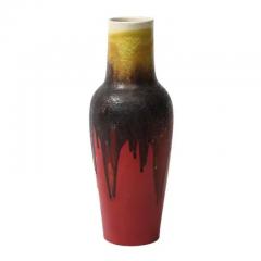 Marcello Fantoni Marcello Fantoni Raymor Vase Ceramic Drip Glaze Burgundy Red Yellow Signed - 3909410