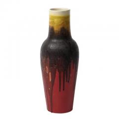 Marcello Fantoni Marcello Fantoni Raymor Vase Ceramic Drip Glaze Burgundy Red Yellow Signed - 3909412