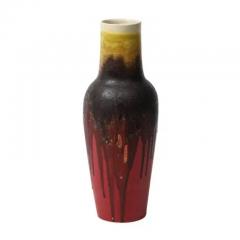 Marcello Fantoni Marcello Fantoni Raymor Vase Ceramic Drip Glaze Burgundy Red Yellow Signed - 3909413