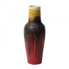 Marcello Fantoni Marcello Fantoni Raymor Vase Ceramic Drip Glaze Burgundy Red Yellow Signed - 3909414