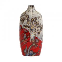 Marcello Fantoni Marcello Fantoni Vase Stoneware Abstract Red Gold Gray Signed - 2743081