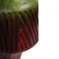 Marcello Fantoni Marcello Fantoni Vase Stoneware Incised Red Green Blue Signed - 3798932