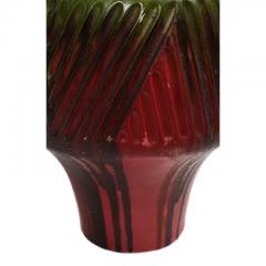 Marcello Fantoni Marcello Fantoni Vase Stoneware Incised Red Green Blue Signed - 3798936