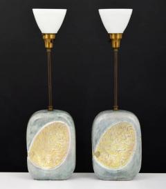 Marcello Fantoni Pair Marcello Fantoni Italian Ceramic and Brass Lamps - 2501800