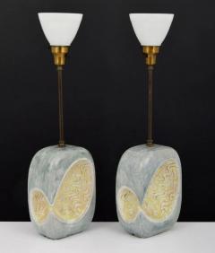 Marcello Fantoni Pair Marcello Fantoni Italian Ceramic and Brass Lamps - 2501801