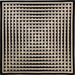 Marcello Morandini Marcello Morandini black and beige kinetic tufted wool rug 1989 - 4053917