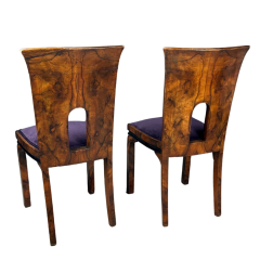 Marcello Piacentini 1930s Marcello Piacentini Pair Art Deco walnut briar macassar ebony chair - 4093330