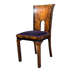 Marcello Piacentini 1930s Marcello Piacentini Pair Art Deco walnut briar macassar ebony chair - 4093331