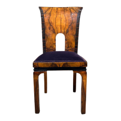 Marcello Piacentini 1930s Marcello Piacentini Pair Art Deco walnut briar macassar ebony chair - 4093332