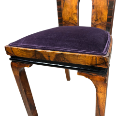 Marcello Piacentini 1930s Marcello Piacentini Pair Art Deco walnut briar macassar ebony chair - 4093335