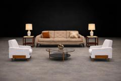 Marcelo Magalh es M L Magalh es Pair of Rosewood Marble Side Tables Brazil - 4526668