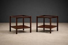Marcelo Magalh es M L Magalh es Pair of Rosewood Marble Side Tables Brazil - 4526669