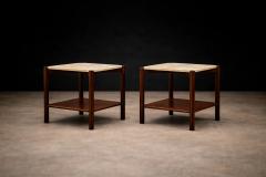 Marcelo Magalh es M L Magalh es Pair of Rosewood Marble Side Tables Brazil - 4526673
