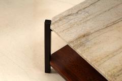 Marcelo Magalh es M L Magalh es Pair of Rosewood Marble Side Tables Brazil - 4526674