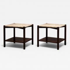 Marcelo Magalh es M L Magalh es Pair of Rosewood Marble Side Tables Brazil - 4538902