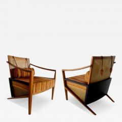 Marcelo Manhago Marcelo Manhago for Parma Brazilian Modern Ebonized Cane and Walnut Armchairs - 4289853