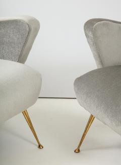 Marco Zanuso 1950s Modernist Sculptural Italian Lounge Chairs With Solid Brass Legs - 2082029