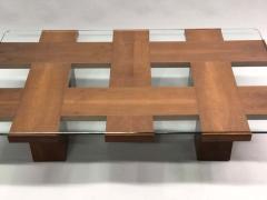 Marco Zanuso Italian Midcentury Ash Glass Grid Motif Coffee Table Marco Zanuso Attributed - 1736509