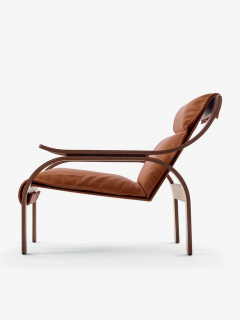 Marco Zanuso MARCO ZANUSO 722 WOODLINE ARMCHAIR IN WALNUT LEATHER - 2981884