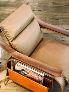 Marco Zanuso MARCO ZANUSO 722 WOODLINE ARMCHAIR IN WALNUT LEATHER - 2981900