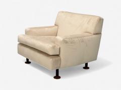 Marco Zanuso Marco Zanuso Beige Velvet Wood Metal Lounge Chair Italy 1960s - 4316634
