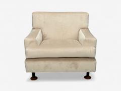 Marco Zanuso Marco Zanuso Beige Velvet Wood Metal Lounge Chair Italy 1960s - 4316637