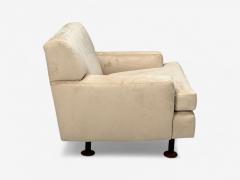 Marco Zanuso Marco Zanuso Beige Velvet Wood Metal Lounge Chair Italy 1960s - 4316639