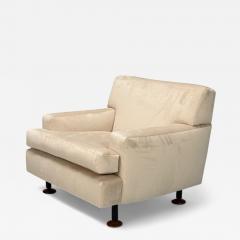 Marco Zanuso Marco Zanuso Beige Velvet Wood Metal Lounge Chair Italy 1960s - 4319302