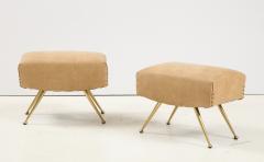 Marco Zanuso Marco Zanuso Leather Brass Ottomans - 2024454