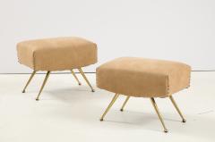 Marco Zanuso Marco Zanuso Leather Brass Ottomans - 2024455