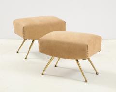 Marco Zanuso Marco Zanuso Leather Brass Ottomans - 2024456