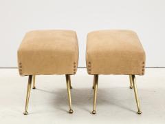 Marco Zanuso Marco Zanuso Leather Brass Ottomans - 2024457