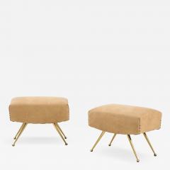 Marco Zanuso Marco Zanuso Leather Brass Ottomans - 2028498