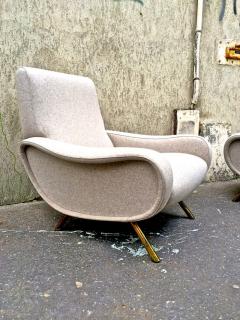 Marco Zanuso Marco Zanuso Pair of Vintage Lady Chairs Newly Recovered in Beige Wool Chine - 362252