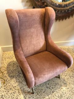 Marco Zanuso Marco Zanuso Senior Armchairs for Arflex in Opaque Rose Suede Leather Pair - 4619793