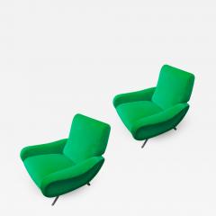 Marco Zanuso Marco Zanuso pair of model lady arm chair newly covered in green velvet - 1006306