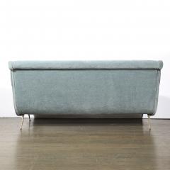 Marco Zanuso Mid Century Lady Sofa in Powder Blue Velvet Mohair Brass Legs by Marco Zanuso - 4622939