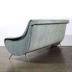 Marco Zanuso Mid Century Lady Sofa in Powder Blue Velvet Mohair Brass Legs by Marco Zanuso - 4622987